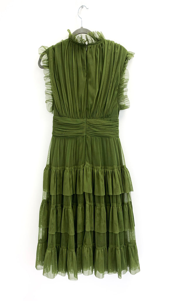 5-A1949 Khaki Malva Flounce Mini Dress