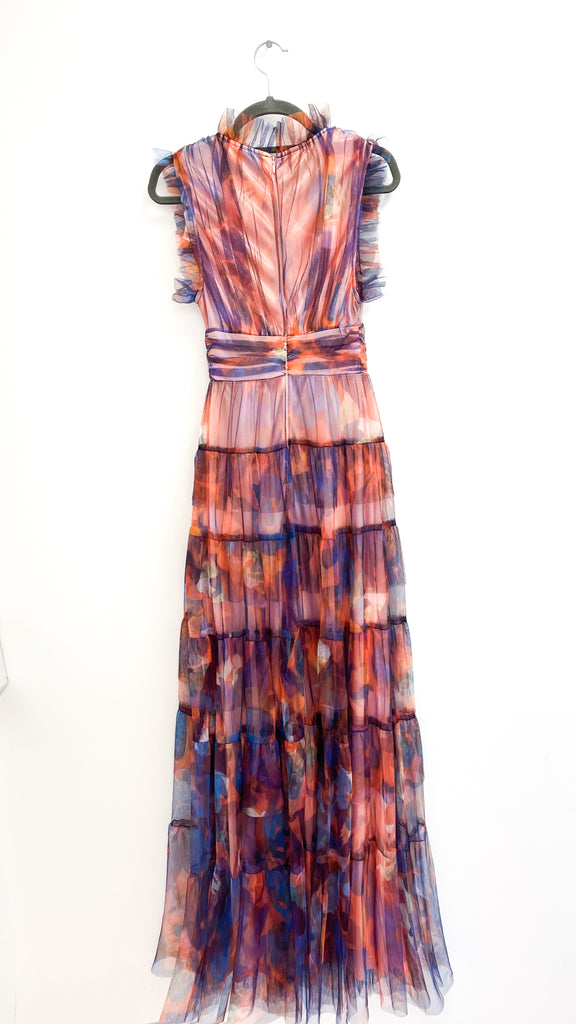 A1504 Print Malva Flounce Maxi Dress