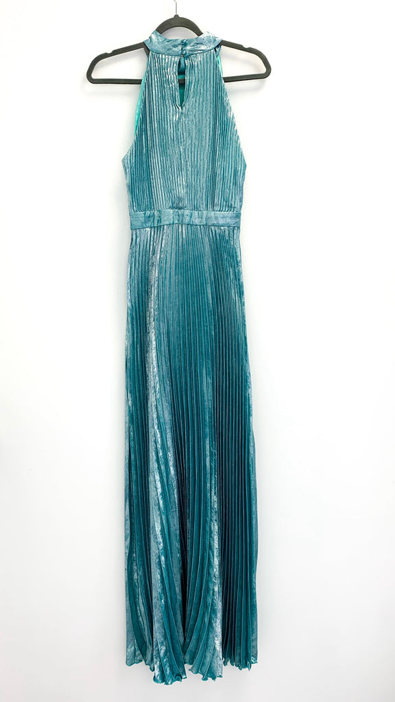A2326 Duckegg Laminate Pleat Dress