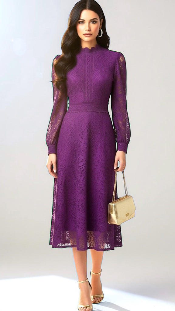 A2857 Evie Mauve Crochet Dress