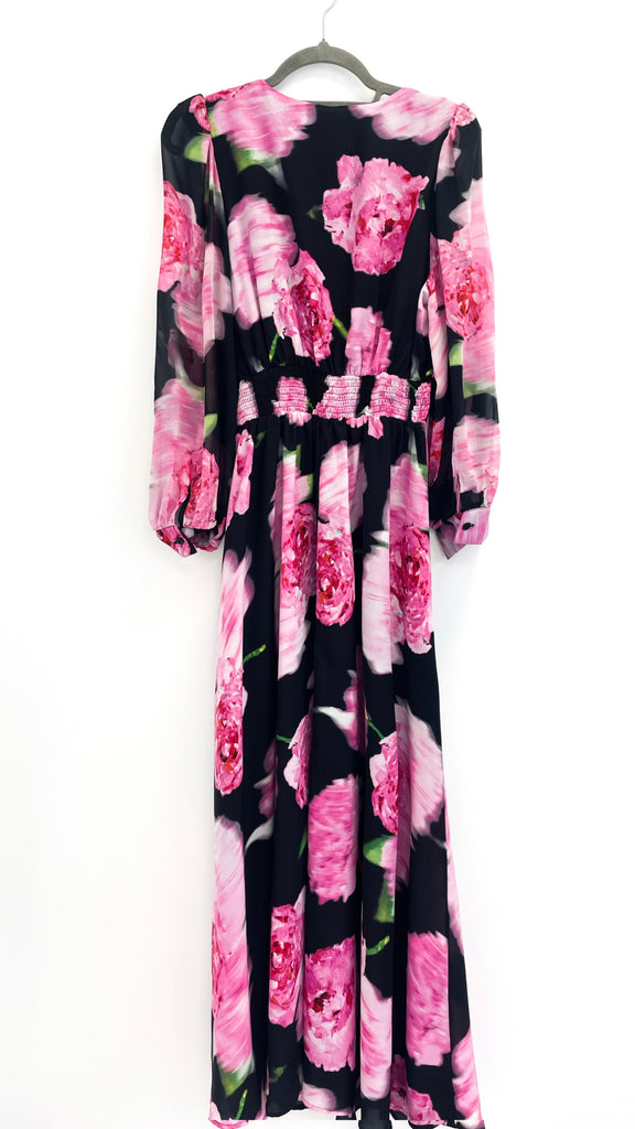A2292 Madalaine Black/Pink Floral Dress