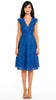 A2919 Karen Lace Brocade Flare Dress Royal