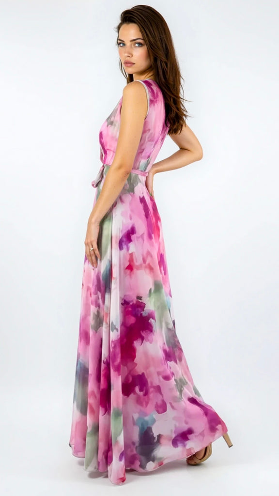 A2890 Farah Orchid Floral Maxi Dress