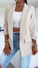 A2677 Beige Rouched Sleeve Blazer