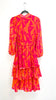 A1560 Orange Print Latina Flounce Dress