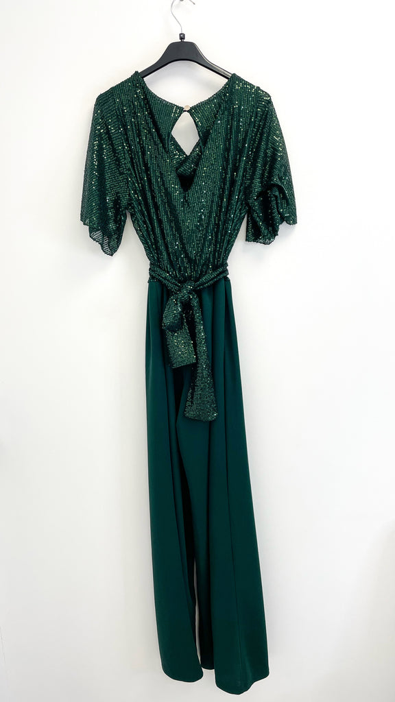 5-A2070 Amelia Green Sequin Jumpsuit