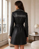 A3170 Lace Detail Faux Leather Coat Black
