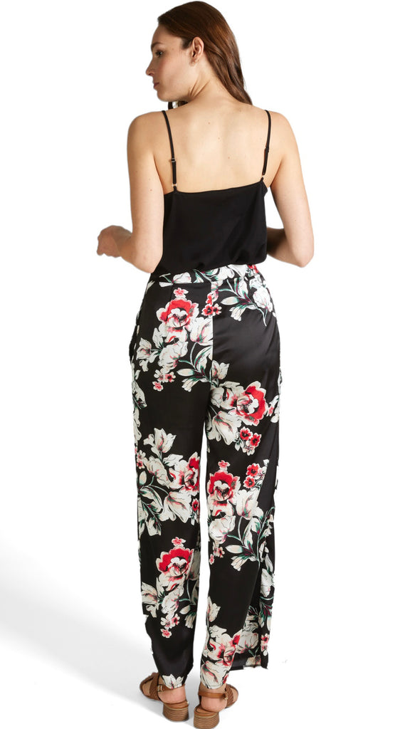4-9611 Black Floral Trousers