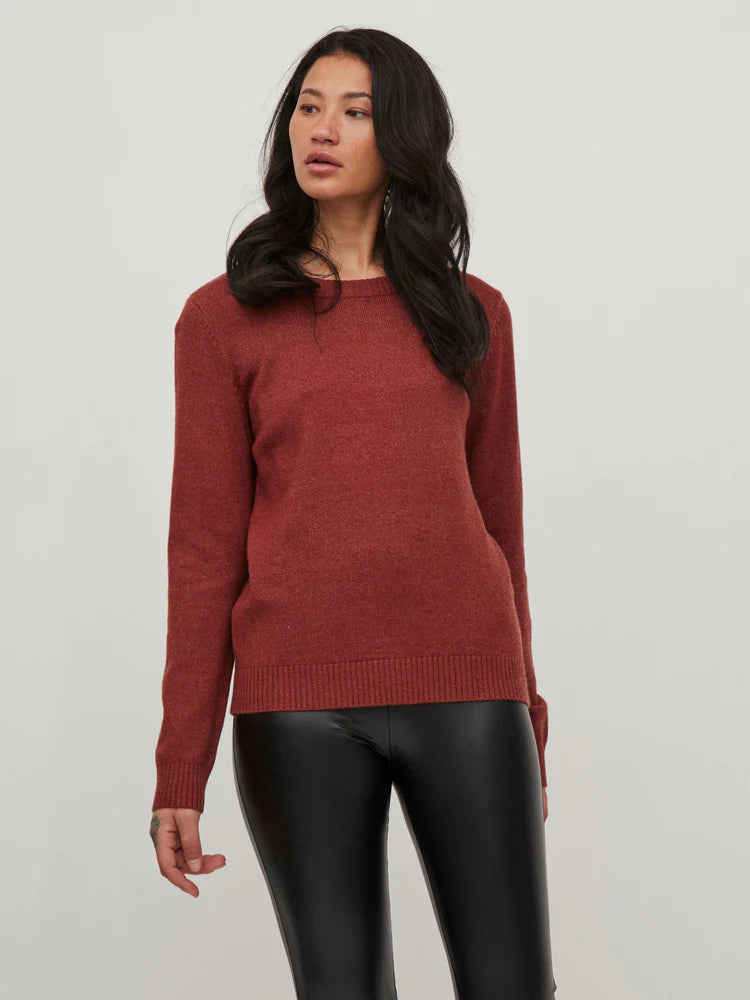 4-A0347 Viril Round Neck Knit Brick Melange