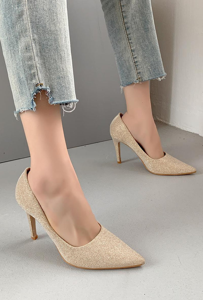 4-9977 Vivi Gold Shimmer Heels