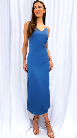 4-A0264 2 Tone Maxim Satin Midaxi Dress