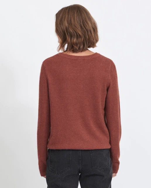 4-A0347 Viril Round Neck Knit Brick Melange