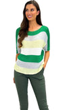 4-9756 Green Multi Stripe Light Knit Top