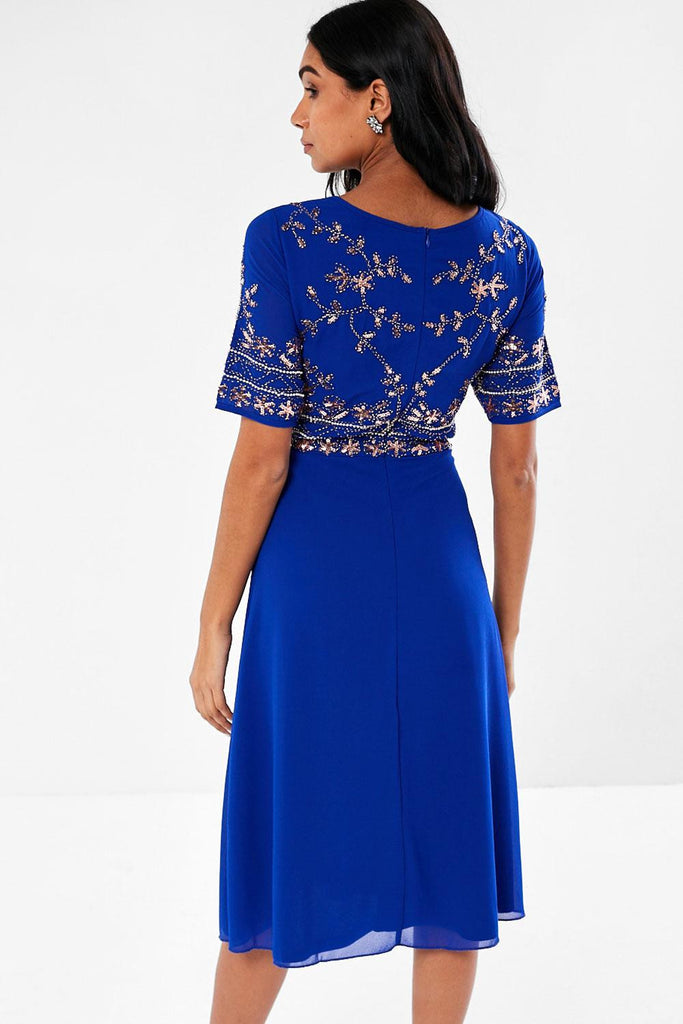 1-A0951 Blathin Sequin Top Flare Dress