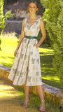 4-9564(B) Leaf Print Fit & Flare Dress