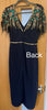 A2831 Navy Embellished Wrap Skirt Dress