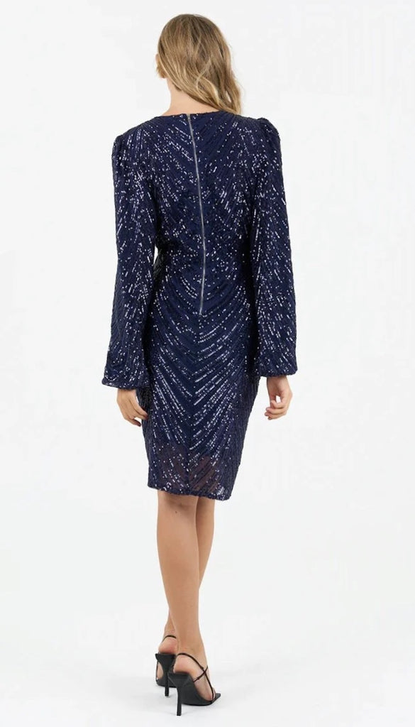 5-A1128GG Kia Navy Sequin Shift Dress