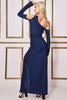 4-A0031 Cold Shoulder Lurex Maxi Dress