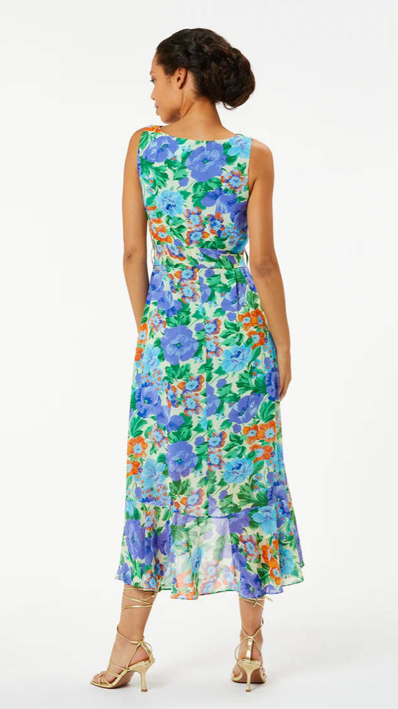 4-A0484 Janet Cowl Neck Floral Hi Lo Dress