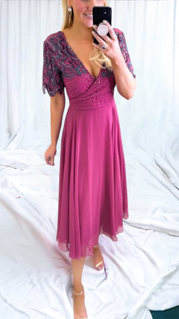 4-A0563gg Tilly Vintage Pink Embellished Dress