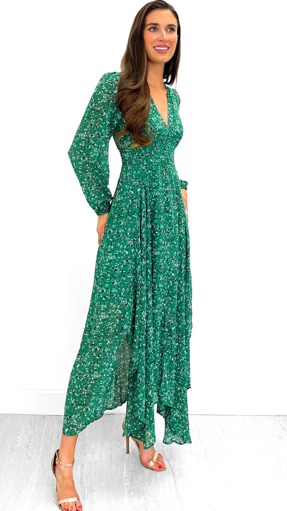 4-9829 Isla Green Hi Lo Designer Vibe Dress