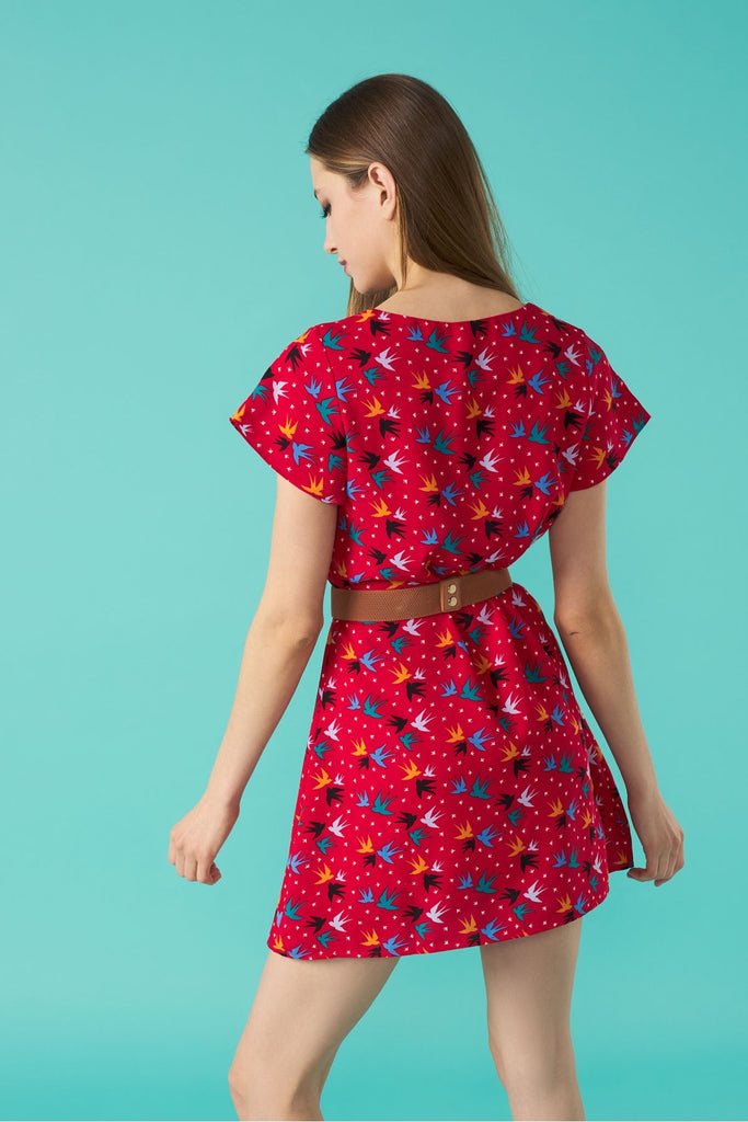 4-A0542 - (SIZES 10,12,14) - Alondra Red Swallow Dress