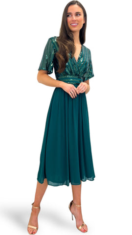 4-A1425 Green/Royal Print Streasa Dress