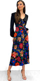 4-A0293 Latia Black Contrast Floral Dress