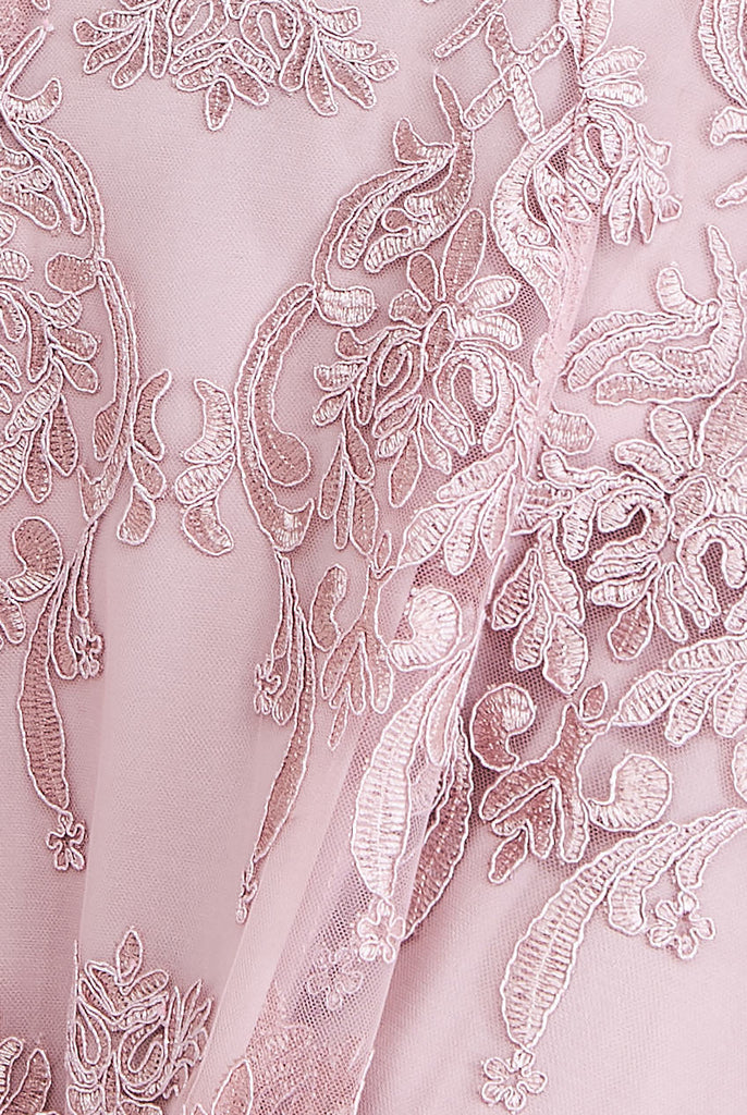 A0552 Blush Embroidered Hi Lo Dress