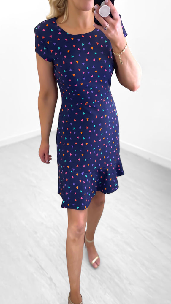 4-A0551 Navy Triangle Dress