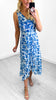4-A0495 Janet Cowl Neck Blue Floral Dress
