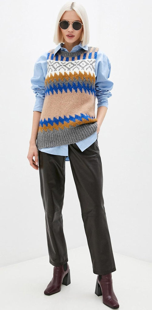 4-8731 Nordic Style Pattern Knit Vest